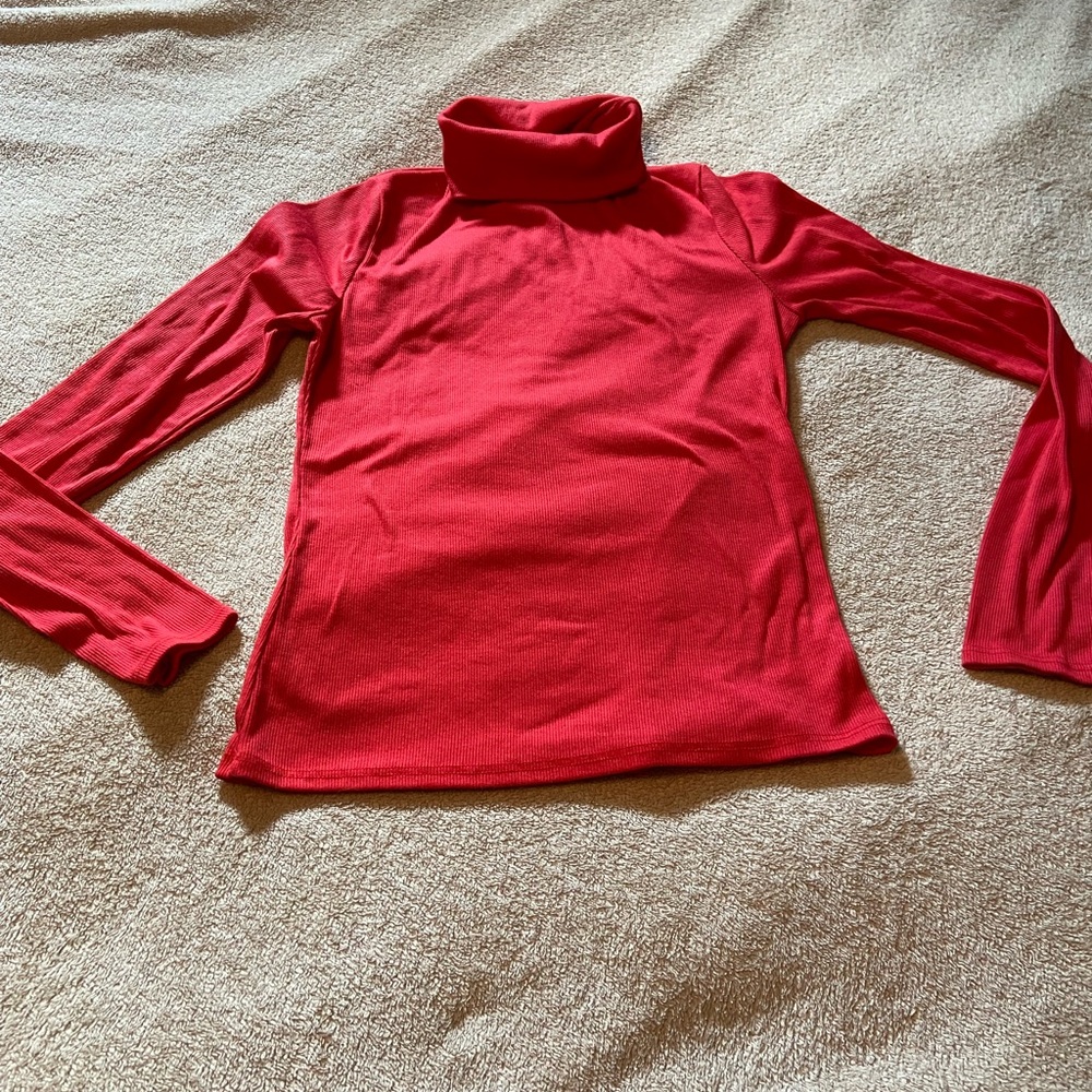 Lulu's Red Turtleneck Blouse